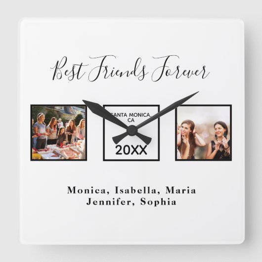 友だちは永遠に白い写真を命名 スクエア壁時計 (正面)