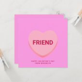 友だちピンクの会話ハートバレンタインデー カード (正面/裏面インサイチュ)
