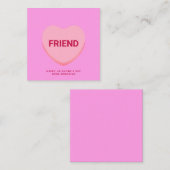 友だちピンクの会話ハートバレンタインデー ノートカード (正面/裏面)