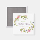 友だちピンクの花のためのかわいらし母の日のカード マグネット (正面/裏面)