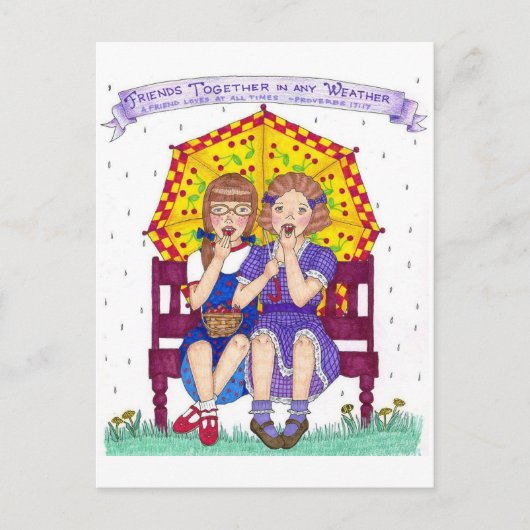 友だち一緒の感動的はがき ポストカード (正面)