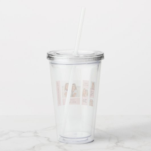 友だち写真のコラージュ |ハッピーバースデー アクリルタンブラー (裏面)