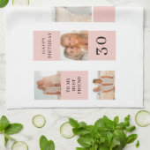 友だち写真のコラージュ |ハッピーバースデー キッチンタオル (折り畳み)