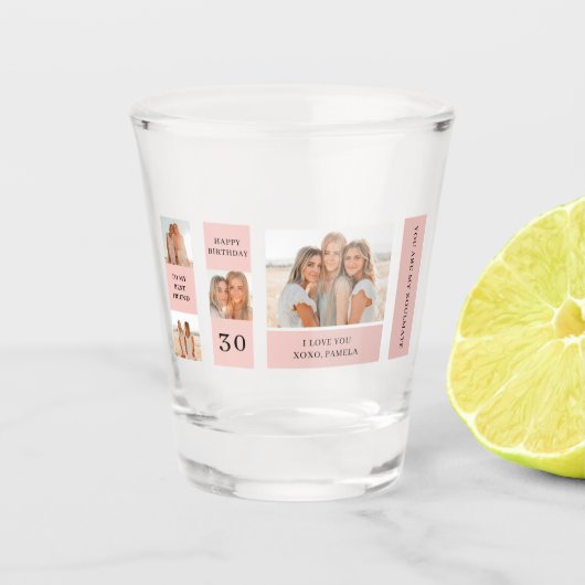 友だち写真のコラージュ |ハッピーバースデー ショットグラス (正面)
