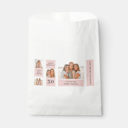 友だち写真のコラージュ |ハッピーバースデー フェイバーバッグ (正面)