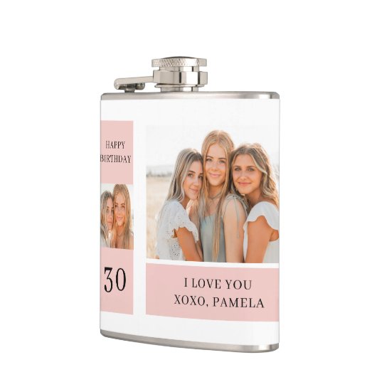 友だち写真のコラージュ |ハッピーバースデー フラスク (左)