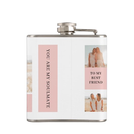 友だち写真のコラージュ |ハッピーバースデー フラスク (裏面)