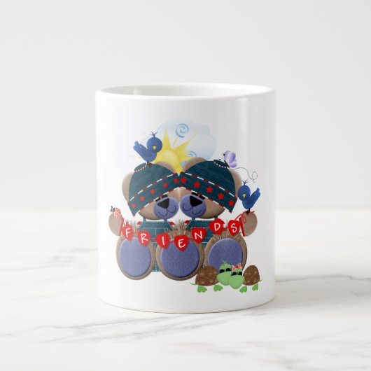 友だち動物のマグカップ ジャンボコーヒーマグカップ (正面)