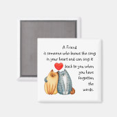 友だち引用文のハートのかわいい猫たち マグネット (正面/裏面)