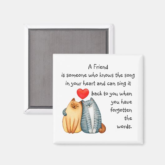 友だち引用文のハートのかわいい猫たち マグネット (正面/裏面)