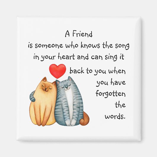 友だち引用文のハートのかわいい猫たち マグネット (正面)