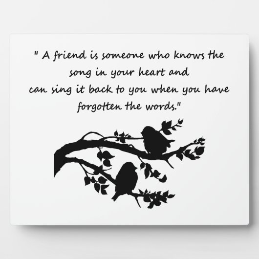 友だち引用文の歌をハートバードシルエット フォトプラーク (正面)