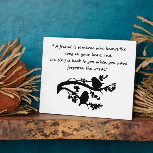 友だち引用文の歌をハートバードシルエット フォトプラーク (側面)