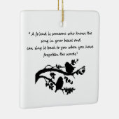 友だち引用文曲のハートバードシルエットアート セラミックオーナメント (右)