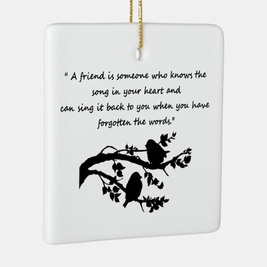 友だち引用文曲のハートバードシルエットアート セラミックオーナメント (右)