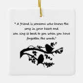 友だち引用文曲のハートバードシルエットアート セラミックオーナメント (正面)