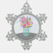 友だち母の日の花瓶 スノーフレークピューターオーナメント (正面)