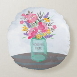 友だち母の日の花瓶 ラウンドクッション