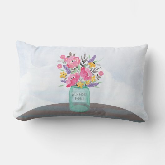 友だち母の日の花瓶 ランバークッション (正面)