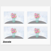 友だち母の日の花瓶 長方形シール (シート)