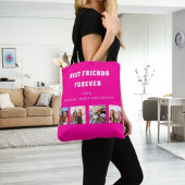 友だち永遠にホットピンクの写真コラージュ名 トートバッグ