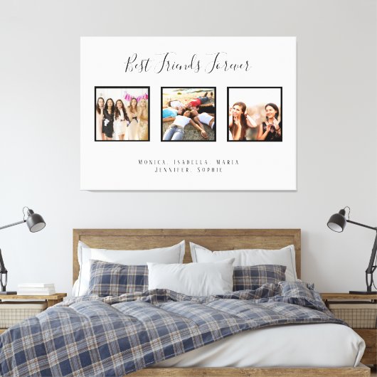 友だち永遠の写真名ホワイトシック キャンバスプリント (インサイチュ (寝室))
