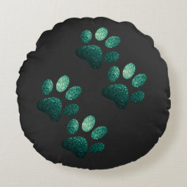 友だち犬は濃い緑を輝く ラウンドクッション