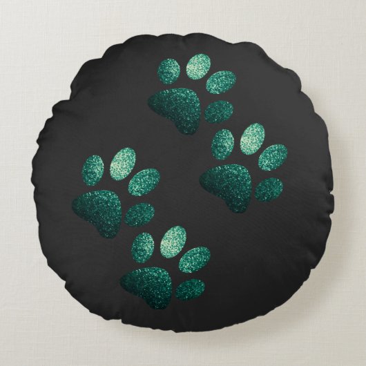 友だち犬は濃い緑を輝く ラウンドクッション (正面)