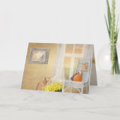 友だち窓付き秋猫 カード (正面)