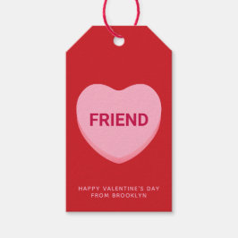 友だち赤ピンクの会話ハートバレンタインデー ギフトタグ