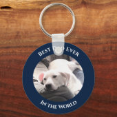 友だち青と可愛い白最高の犬のパパ キーホルダー (正面)