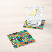 友だち™ |お客様のパター鮮やかン スクエアペーパーコースター (インサイチュ)