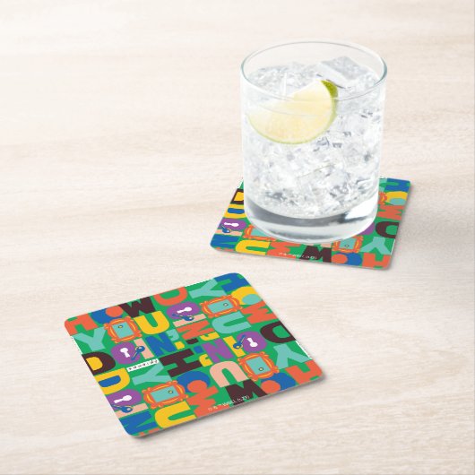 友だち™ |お客様のパター鮮やかン スクエアペーパーコースター (インサイチュ)