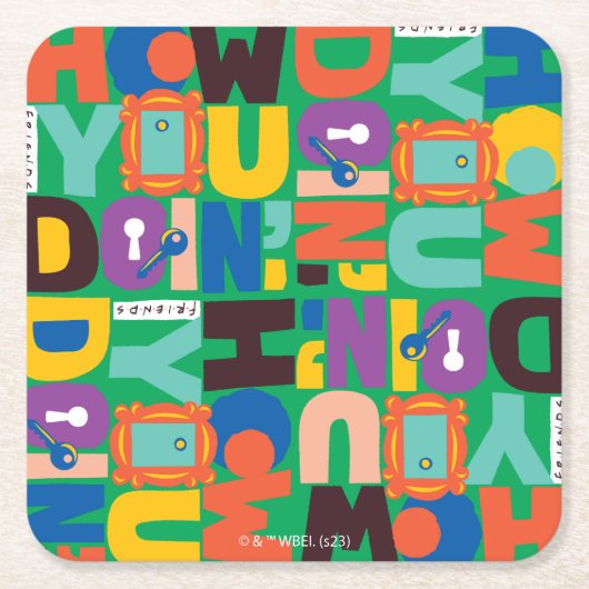 友だち™ |お客様のパター鮮やかン スクエアペーパーコースター (正面)