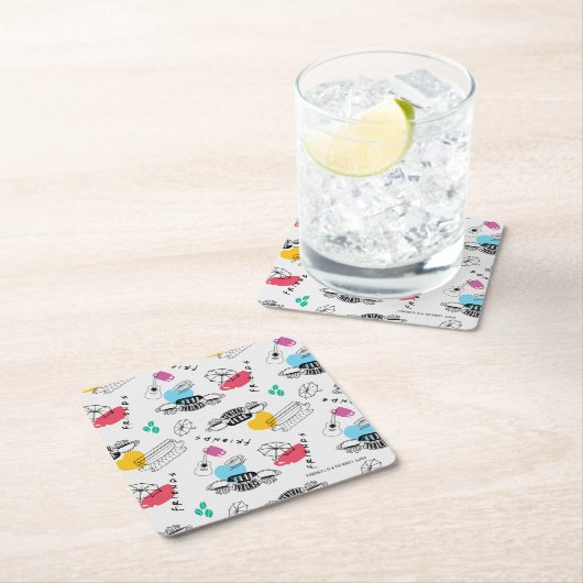 友だち™ |アイコンパターン スクエアペーパーコースター (インサイチュ)