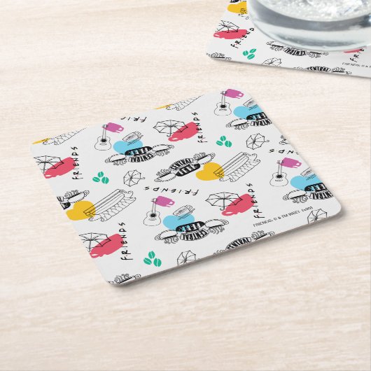 友だち™ |アイコンパターン スクエアペーパーコースター (アングル)