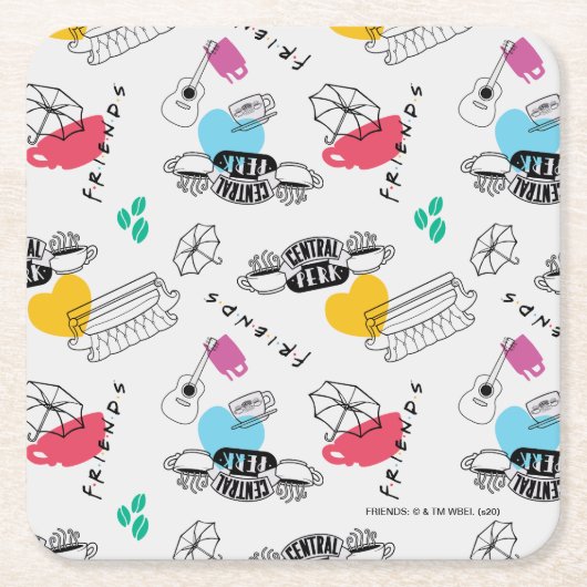 友だち™ |アイコンパターン スクエアペーパーコースター (正面)
