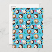 友だち™ |キャラクターチビ（小さくかわいく書いた感じ）パターン インビテーションポストカード (正面/裏面)