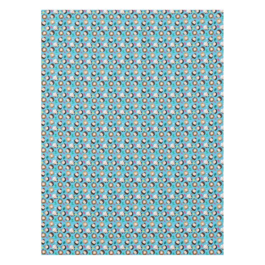 友だち™ |キャラクターチビ（小さくかわいく書いた感じ）パターン テーブルクロス (正面)