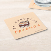友だち™ |サンドイッチ スクエアペーパーコースター (アングル)
