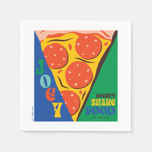 友だち™ |ジョーイは共有食品なし – Pizza Graphic スタンダードカクテルナプキン (正面)