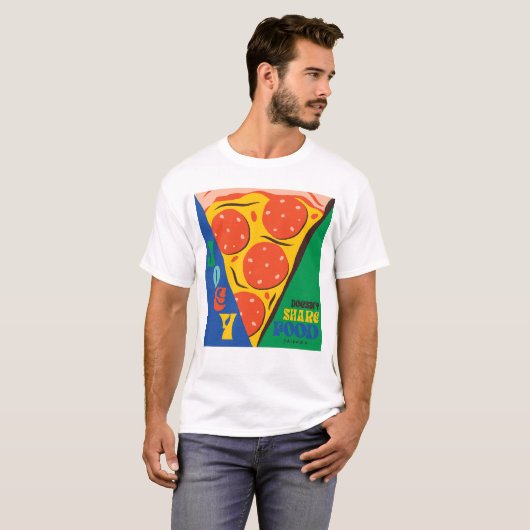 友だち™ |ジョーイは共有食品なし – Pizza Graphic Tシャツ (正面フル)