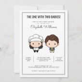 友だち™ |ツインズベビーシャワー招待状 招待状 (正面)