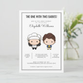 友だち™ |ツインズベビーシャワー招待状 招待状 (スタンド正面)