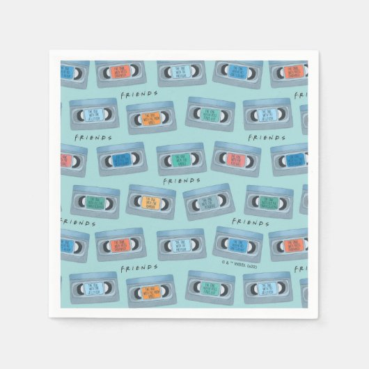 友だち™ |ビデオテープのパターンを含む スタンダードカクテルナプキン (正面)