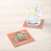 友だち™ |モニカズアパートメント建物 スクエアペーパーコースター (インサイチュ)