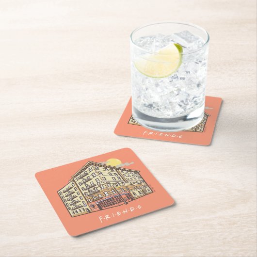 友だち™ |モニカズアパートメント建物 スクエアペーパーコースター (インサイチュ)