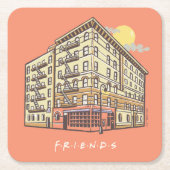 友だち™ |モニカズアパートメント建物 スクエアペーパーコースター (正面)