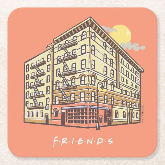 友だち™ |モニカズアパートメント建物 スクエアペーパーコースター (正面)