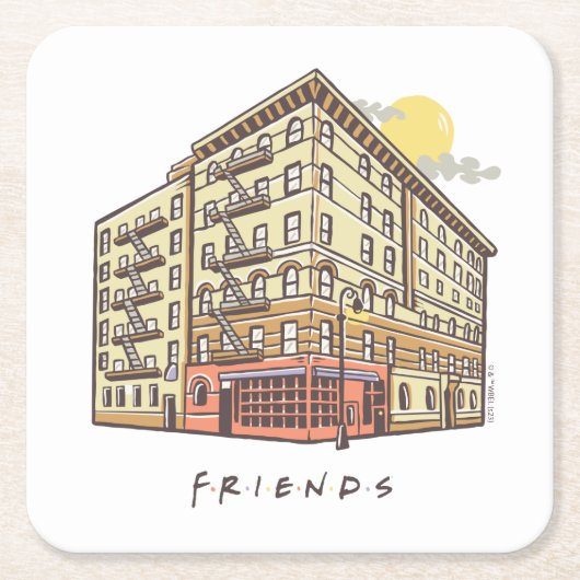 友だち™ |モニカズアパートメント建物 スクエアペーパーコースター (正面)